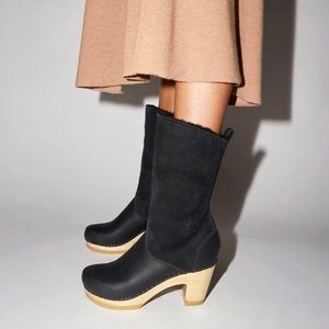 No. 6 9” Pull-On Shearling Clog on high heel